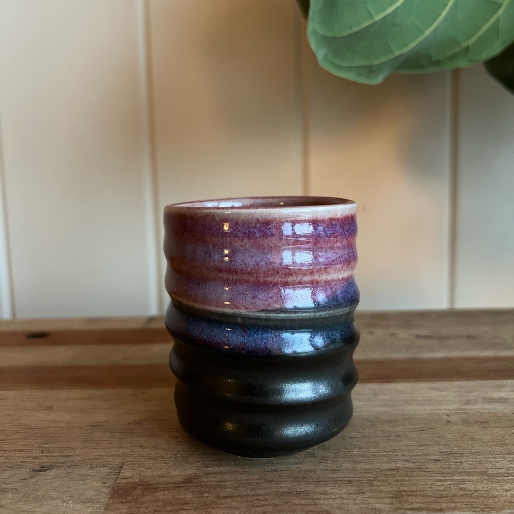 Hand made, artist signed, purple-y ceramic mug